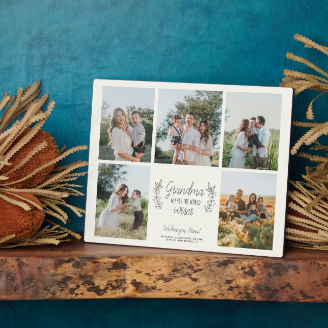 Grandkids photo collage love you grandma keepsake plaque (Side)