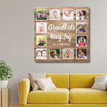 Grandkids Quote Rustic Barn Wood 12 Photo Collage Canvas Print<br><div class="desc">A rustic wood photo collage canvas art with a beautiful quote "Grandkids bring joy to everyday".Personalise with 12 family photos to make it a memorable keepsake gift for grandparents.</div>