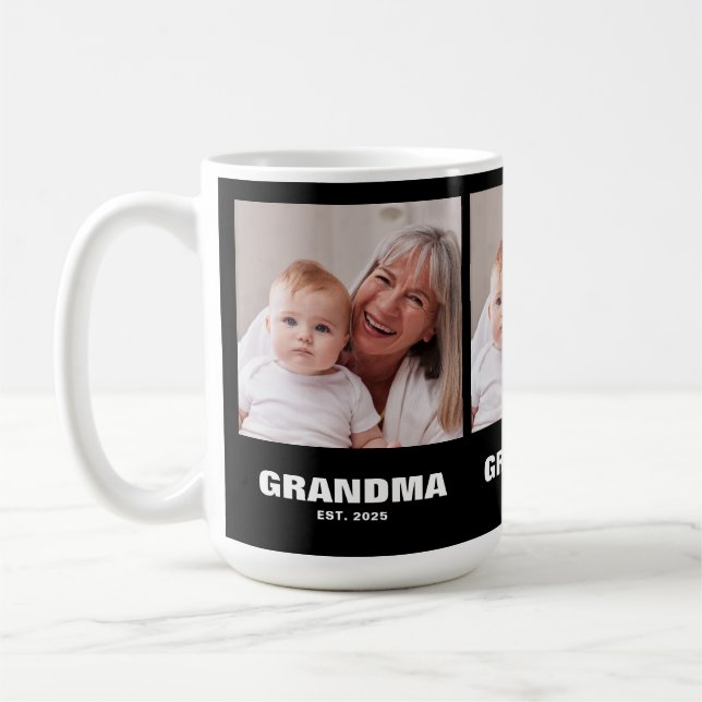 Grandm Established Bold Black 3 Photo Coffee Mug (Left)