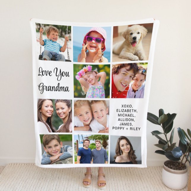 Grandma 10 Photo Collage Fleece Blanket (Creator Uploaded)