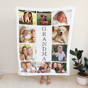Grandma 10 Photo Collage Personalised Sherpa Blanket