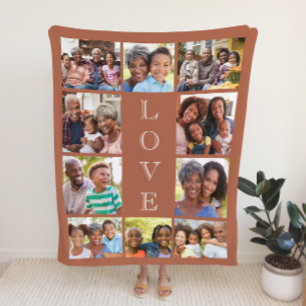 Grandma 10 Photo Collage Terracotta Sherpa Blanket