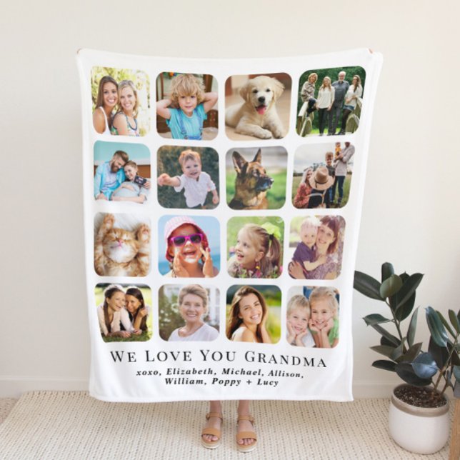 Grandma 16 Photo Collage Sherpa Blanket (Creator Uploaded)