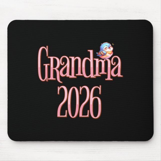 Grandma 2026 Cute Bird New Grandma Pregnancy Revea Mouse Pad (Front)