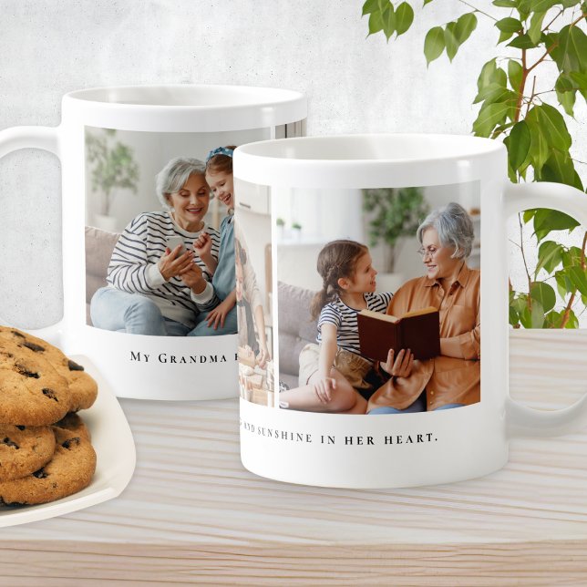 Grandma 3 Photo Collage Custom Quote Coffee Mug (A coffee mug for Grandma, with 3-photo collage and custom quote)