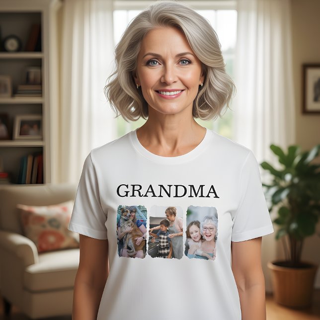 Grandma 3 Photos Collage Tee, Personalized Family T-Shirt (Creator Uploaded)