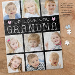 Grandma 9 Photo Collage Hearts Custom Colours Jigsaw Puzzle<br><div class="desc">Create a special activity gift and keepsake for the proud Grandma that showcases her grandchild's or grandchildren and family pictures with a custom, personalised jigsaw puzzle featuring an easy-to-upload photo collage template with 9 pictures and the title WE LOVE YOU GRANDMA spelled out with hearts in your choice of colours...</div>