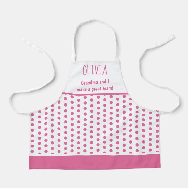 Grandma and Child Pink Baking Kitchen Craft Apron (Front)
