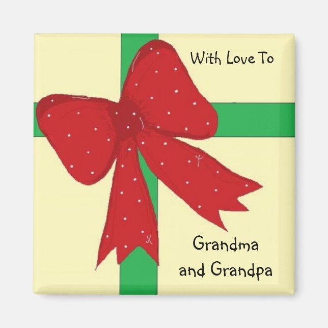 Grandma and Grandpa Bow Magnet (Front)