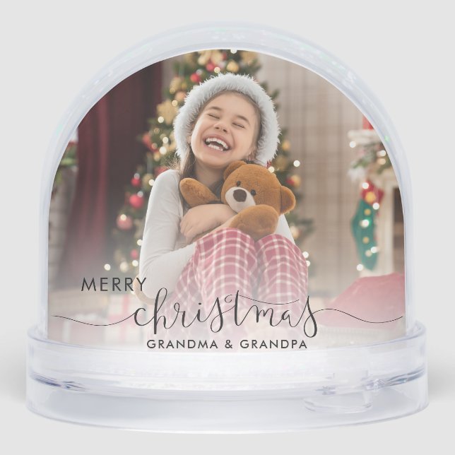 Grandma and Grandpa Grandkids Photos Christmas Snowglobe (Back)