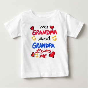 Grandma and Grandpa Loves Me Hearts Baby T-Shirt