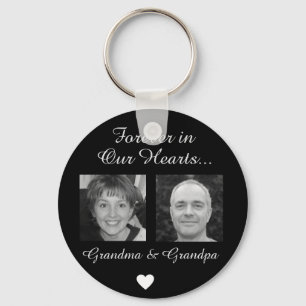 Grandma and Grandpa Memorial in Silver Keychain