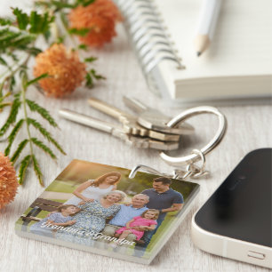 Grandma and grandpa photo keepsake key ring