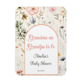 Grandma and Grandpa to Be Baby Shower in Bloom Magnet