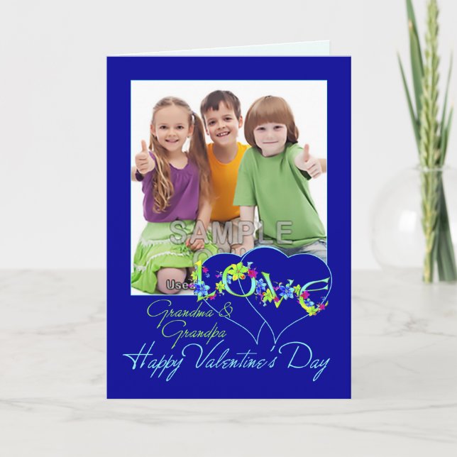 Grandma and Grandpa Valentine Photo Greeting Card (Front)