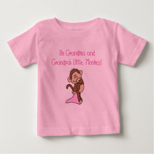Grandma and Grandpa's Monkey - Pink Baby T-Shirt