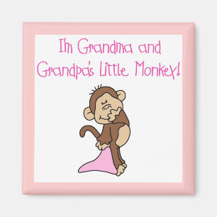 Grandma and Grandpa's Monkey - Pink Magnet