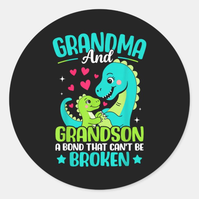 Grandma And Grandson A Bond That Can't Be Broken D Classic Round Sticker (Front)