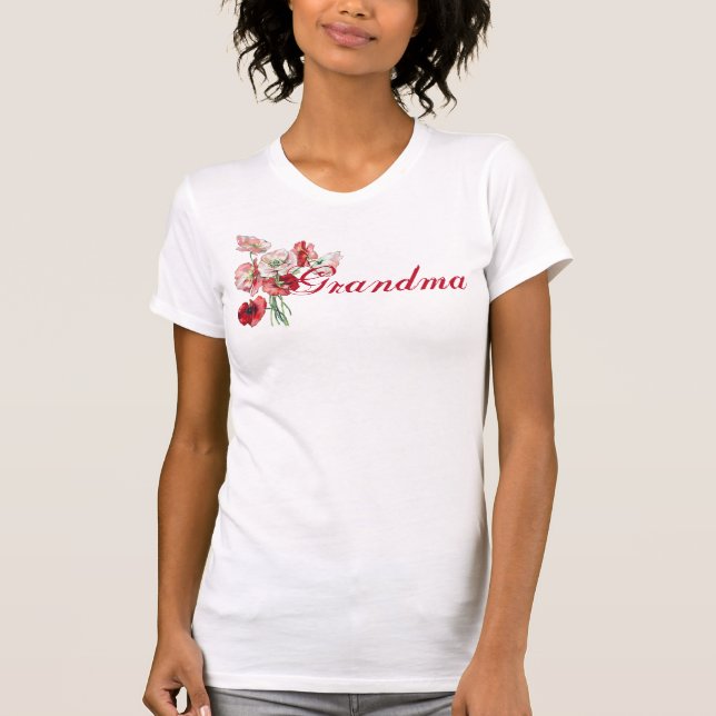 Grandma and Vintage Peonies T-Shirt (Front)