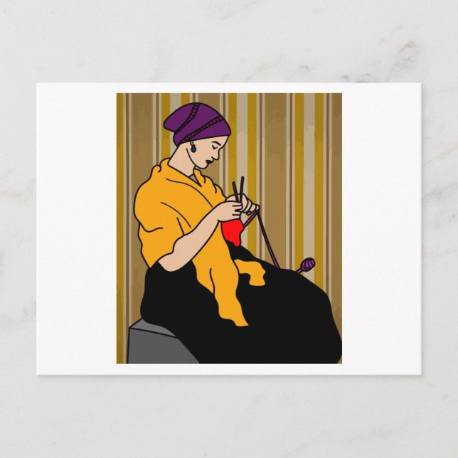 Grandma At The Knitting Hobby Crocheting Postcard (Front)