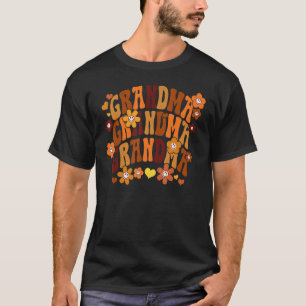 Grandma Autumn Fall Vintage Retro Groovy Hippie Fl T-Shirt