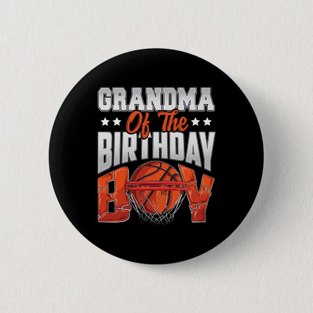 Grandma basketball birthday Boy Family Baller b-da 6 Cm Round Badge (Front)