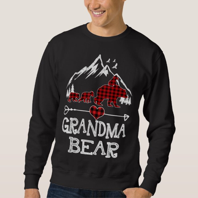Grandma Bear Christmas Pajama Red Plaid Buffalo Fa Sweatshirt (Front)