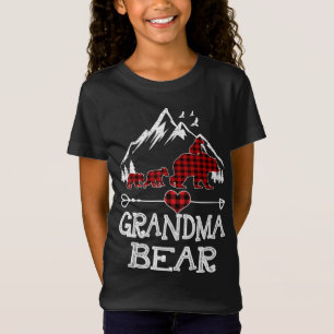 Grandma Bear Christmas Pajama Red Plaid Buffalo Fa T-Shirt
