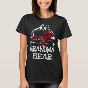 Grandma Bear Christmas Pajama Red Plaid Buffalo Fa T-Shirt