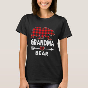 Grandma Bear Christmas Pajama Red Plaid Buffalo Fa T-Shirt
