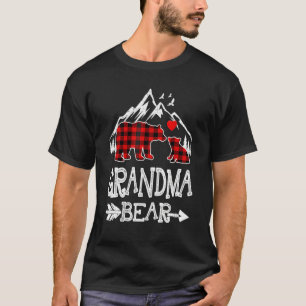 Grandma Bear Christmas Pajama Red Plaid Buffalo Fa T-Shirt