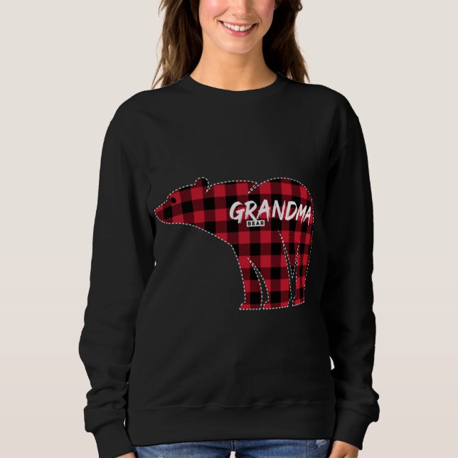 Grandma Bear Red Plaid Matching Family Pajama Desi Sweatshirt (Front)
