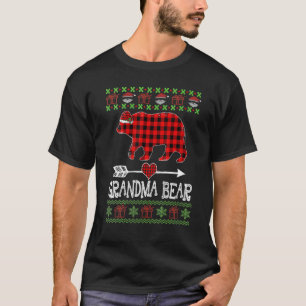 Grandma Bear Santa Red Plaid Family Pyjamas For Ch T-Shirt