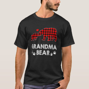 Grandma Bear Women Red Plaid Christmas Pajama Fami T-Shirt