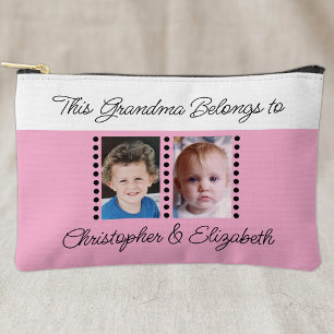Grandma belongs to add names 2 photo pink accessory pouch