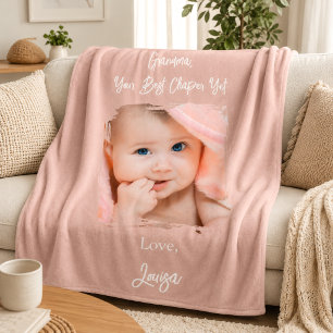 Grandma Best Chapter Photo Grandchild Carmel Fleece Blanket