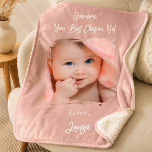 Grandma Best Chapter Photo Grandchild Carmel Sherpa Blanket