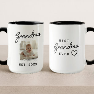 Grandma Best Ever Photo Established Date Mug
