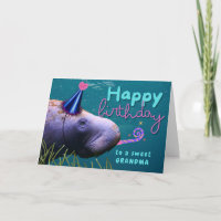 Grandma Birthday Cute Manatee at Party