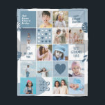 Grandma Birthday Grandkids Photo Collage Blue Fleece Blanket<br><div class="desc">Celebrate the special moments with your loved one with this simple, modern and minimalist Photo Collage design. This customisable picture collage design is perfect for creating a personalised and heartfelt gift featuring cherished moments, creating a visual journey of the precious memories you've shared. Great for birthday, wedding anniversary, Valentine's Day...</div>