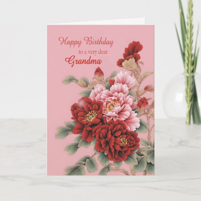 Grandma Birthday Peonies Card (Front)
