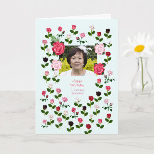 Grandma, Birthday, Roses Card