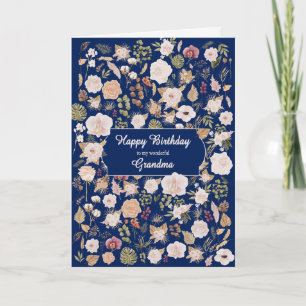 Grandma Birthday Scattered Flowers  Card