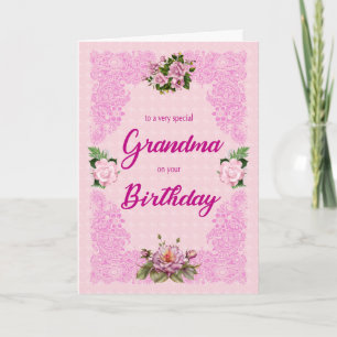 Grandma Birthday with Pink Roses Card