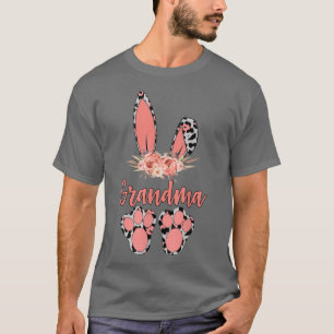 Grandma Bunny Leopard Floral Matching Family Cute T-Shirt