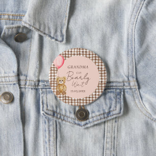 Grandma Can Bearly Wait Girl Baby Shower  7.5 Cm Round Badge