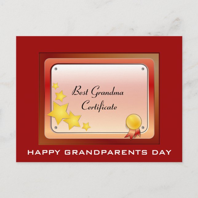 Grandma Certificate Postcard (Personalise) (Front)