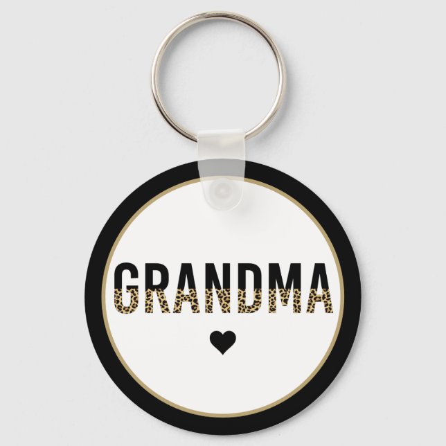 Grandma Cheetah Leopard Print Grandmother Gift Key Ring (Front)