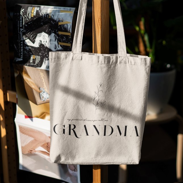 Grandma | Chic Boho Lettering & Floral Tote Bag (Creator Uploaded)