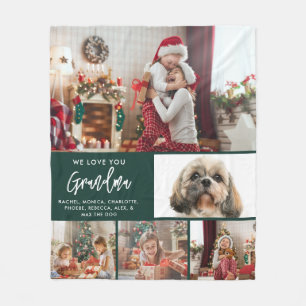 Grandma Christmas Holidays Kids Photos Custom Fleece Blanket